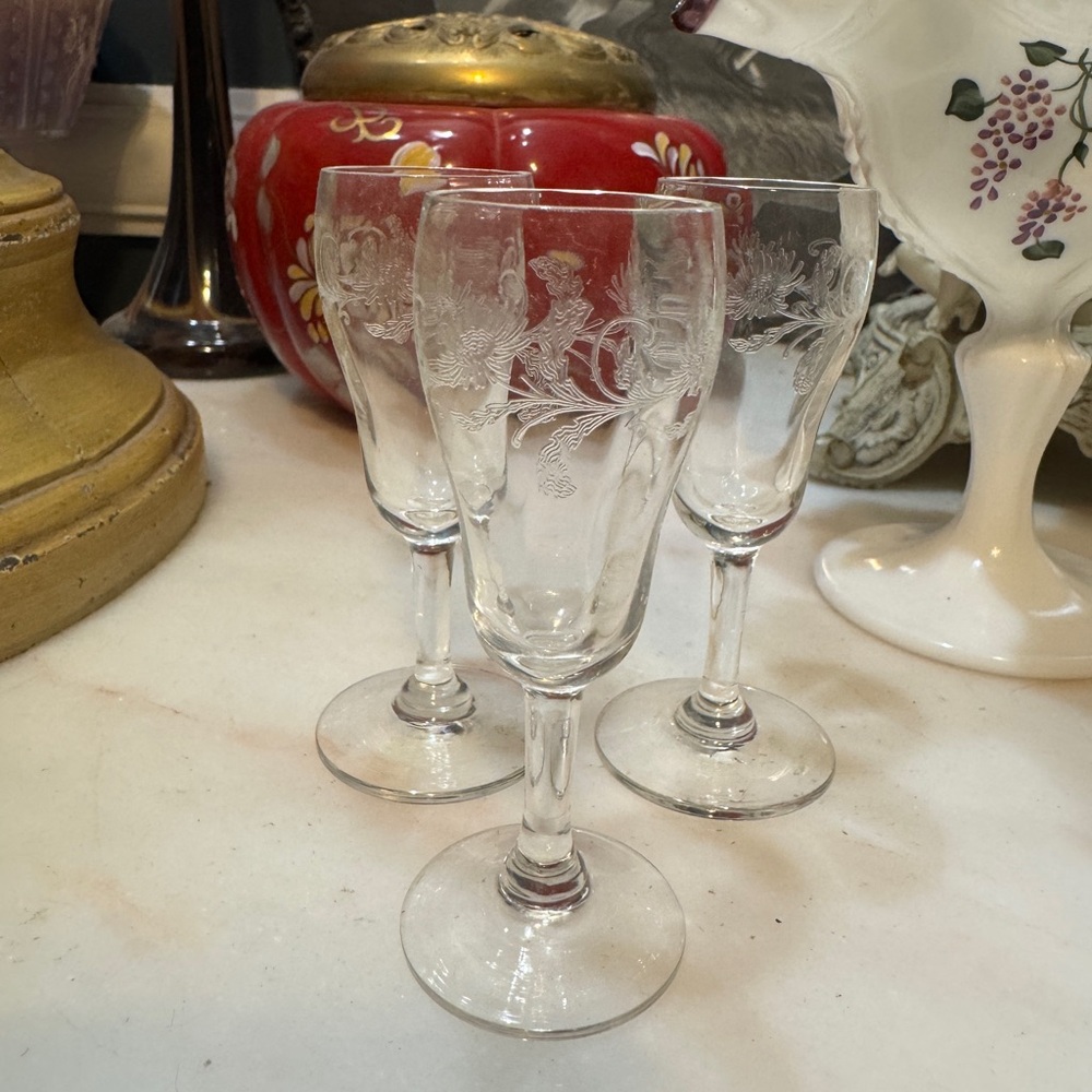 Vintage Set of 3 Miniature Wine Glasses